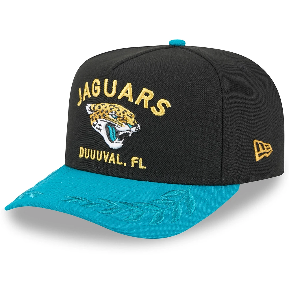 Youth New Era  Black/Teal Jacksonville Jaguars 2025 NFL Draft A-Frame 9FIFTY Snapback Hat