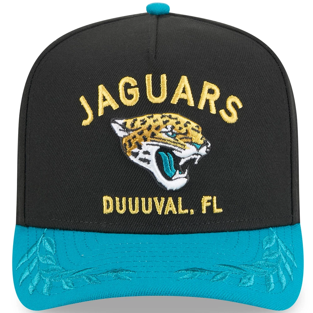 Youth New Era  Black/Teal Jacksonville Jaguars 2025 NFL Draft A-Frame 9FIFTY Snapback Hat