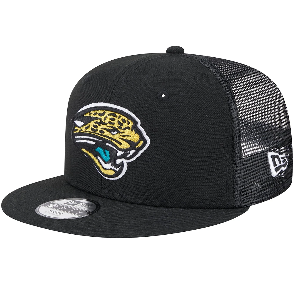 Casquette snapback noire Jacksonville Jaguars Main Trucker de New Era pour jeunes