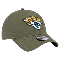 Youth New Era Olive Jacksonville Jaguars Main 9TWENTY Adjustable Hat