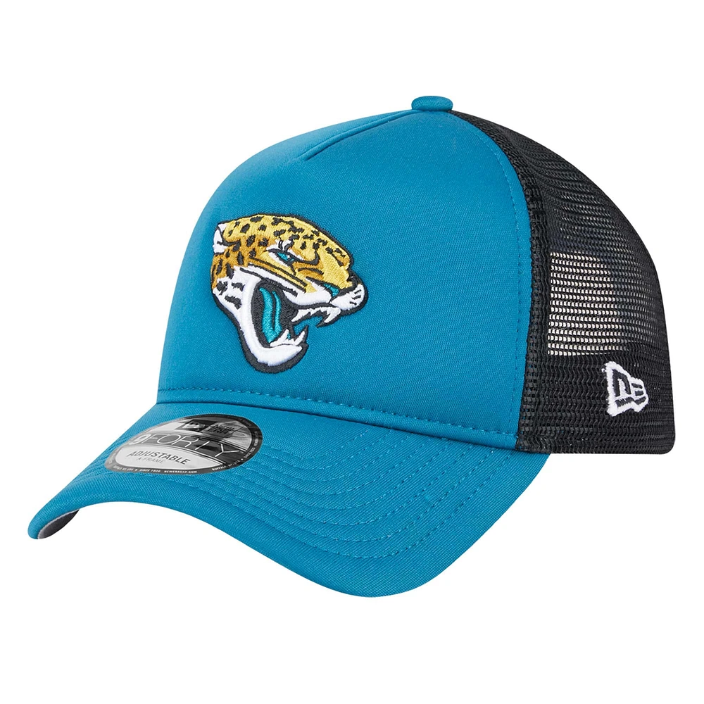 Casquette réglable de camionneur A-Frame 9FORTY Jacksonville Jaguars New Era bleu sarcelle pour jeune