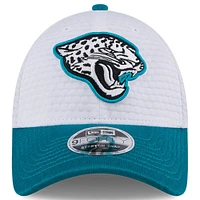 Youth New Era White/Teal Jacksonville Jaguars 2024 NFL Training Camp 9FORTY Adjustable Hat