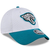 Youth New Era White/Teal Jacksonville Jaguars 2024 NFL Training Camp 9FORTY Adjustable Hat