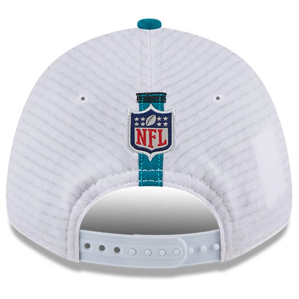 Youth New Era White/Teal Jacksonville Jaguars 2024 NFL Training Camp 9FORTY Adjustable Hat