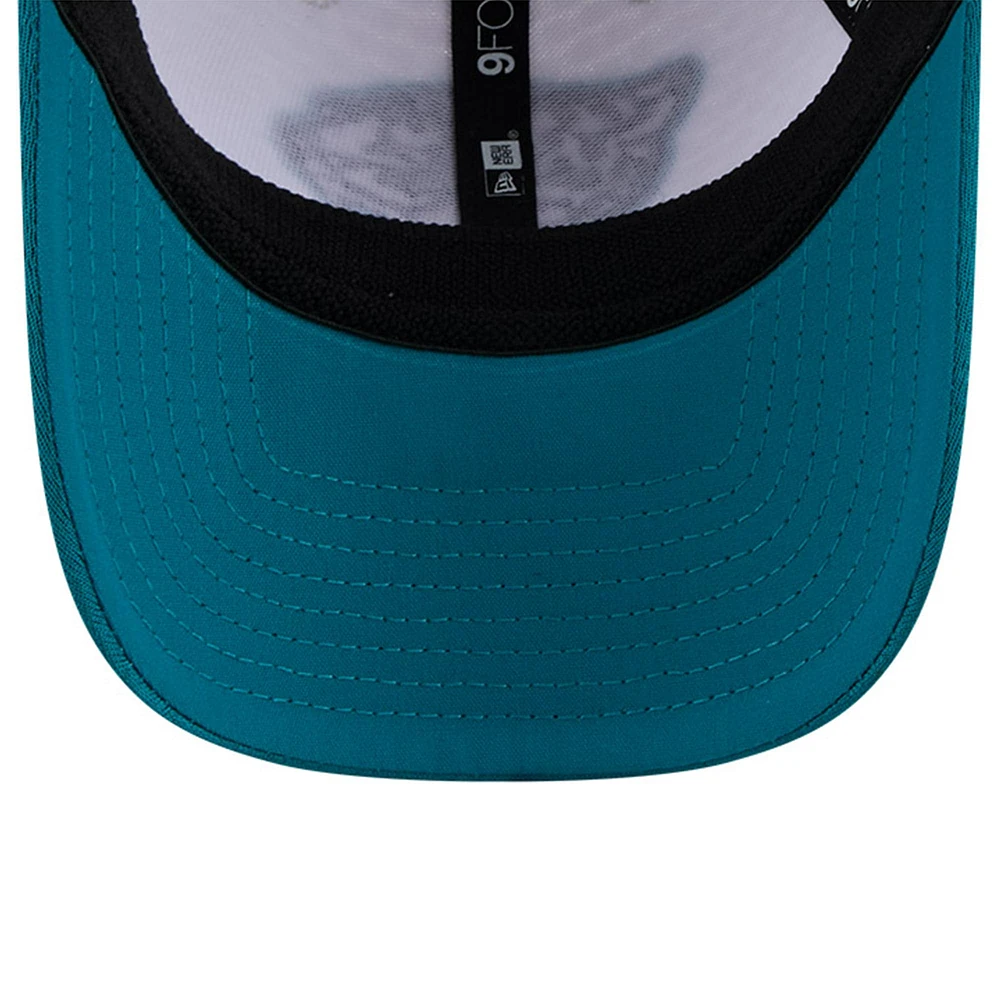 Youth New Era White/Teal Jacksonville Jaguars 2024 NFL Training Camp 9FORTY Adjustable Hat