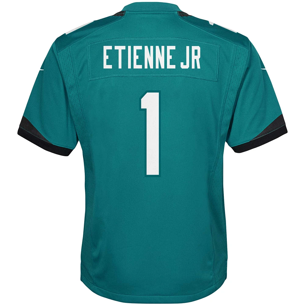 Maillot de jeu des Jaguars Jacksonville Nike Travis Etienne bleu sarcelle pour jeune