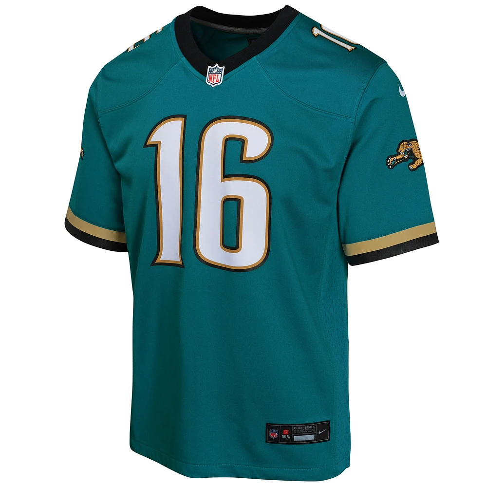 Maillot de jeu Nike Trevor Lawrence pour jeunes, bleu sarcelle, Jacksonville Jaguars Prowler Throwback Player Game