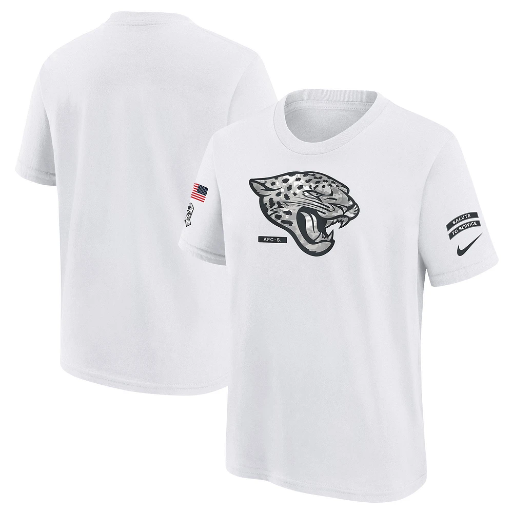 T-shirt Nike blanc pour jeunes Jacksonville Jaguars 2024 Salute To Service