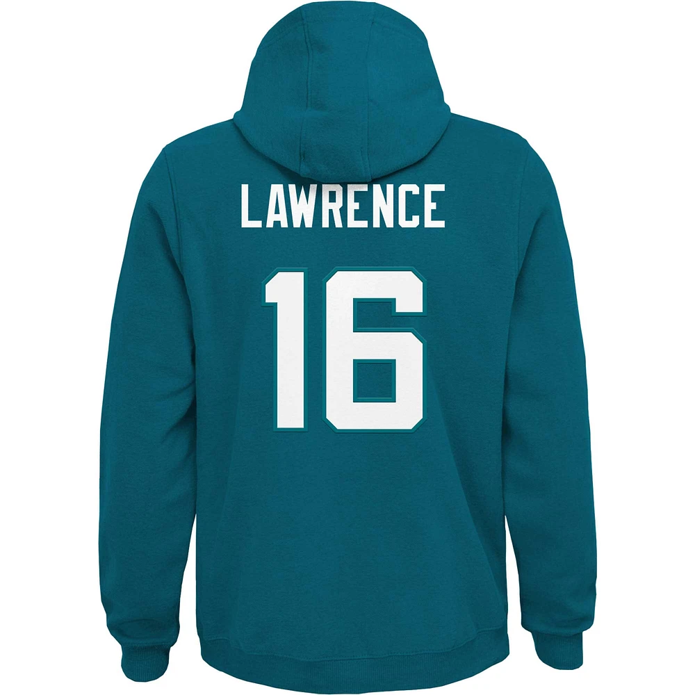 Sweat à capuche avec nom et numéro de joueur principal des Jaguars Jacksonville Trevor Lawrence Teal