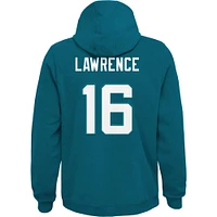 Sweat à capuche avec nom et numéro de joueur principal des Jaguars Jacksonville Trevor Lawrence Teal