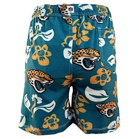 Maillot de bain à motif floral pour jeunes Wes & Willy, Jacksonville Jaguars, bleu sarcelle