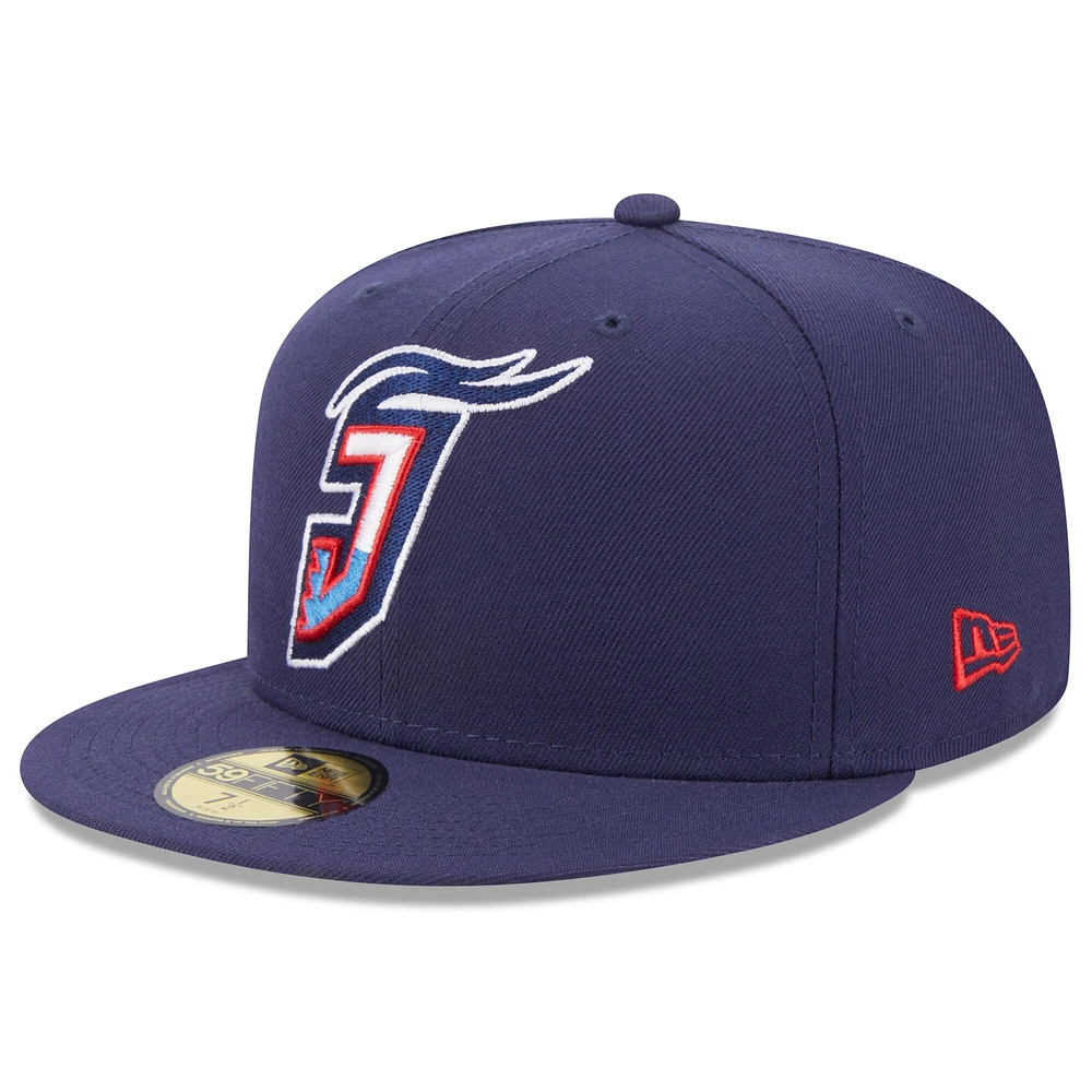 Casquette ajustée 59FIFTY à logo alternatif pour homme Jacksonville Jumbo Shrimp New Era bleu marine