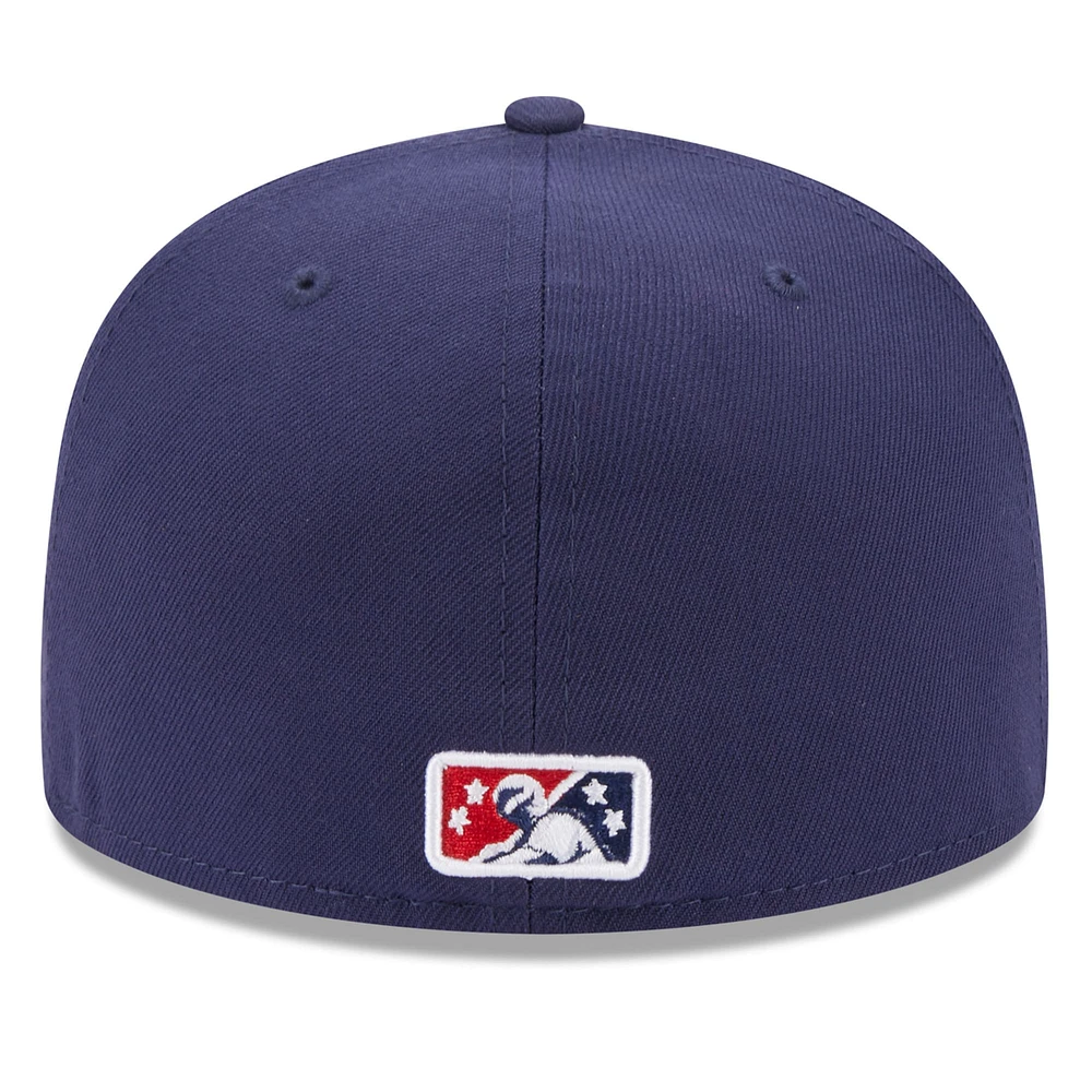 Casquette ajustée 59FIFTY à logo alternatif pour homme Jacksonville Jumbo Shrimp New Era bleu marine