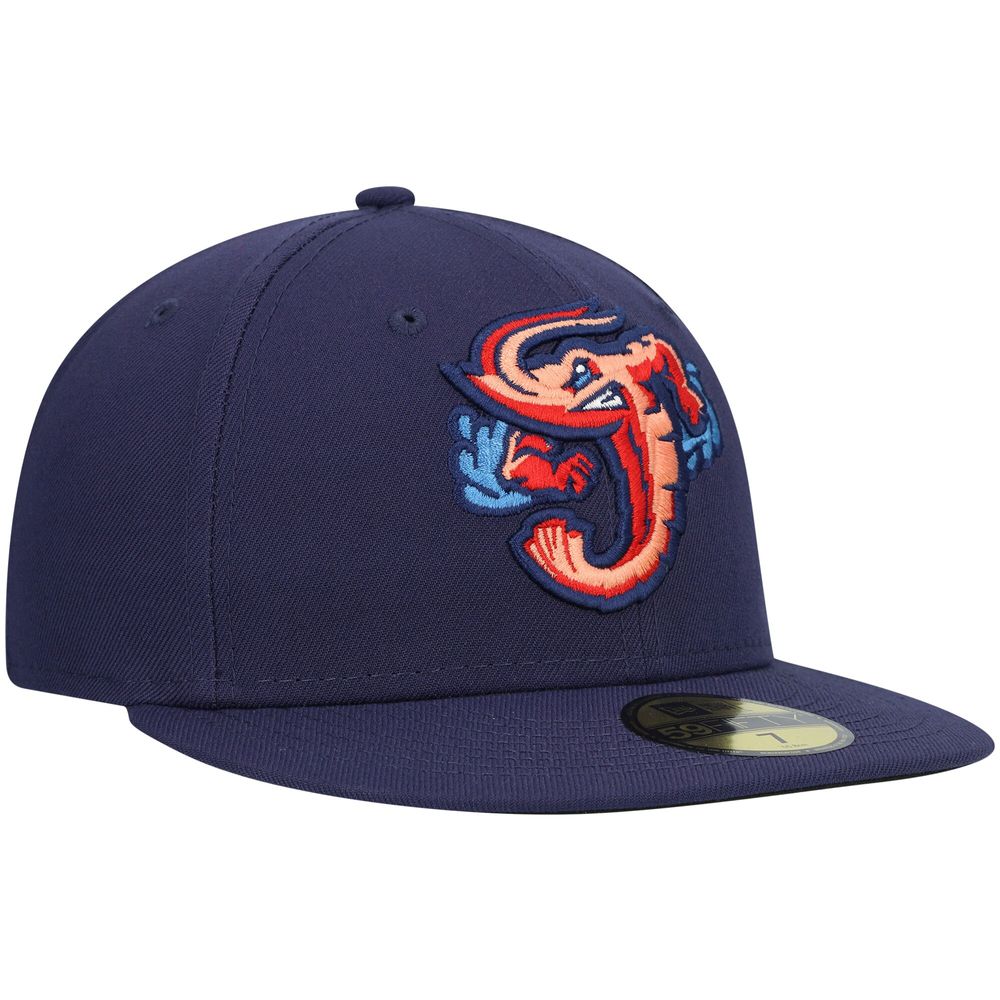 Men's New Era Navy Jacksonville Jumbo Shrimp Authentic Collection Team Home 59FIFTY Fitted Hat