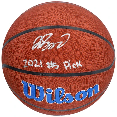 Ballon de basket-ball autographié par Jalen Suggs du Orlando Magic avec le logo de l'équipe Wilson et l'inscription « 2021 #5 Pick »