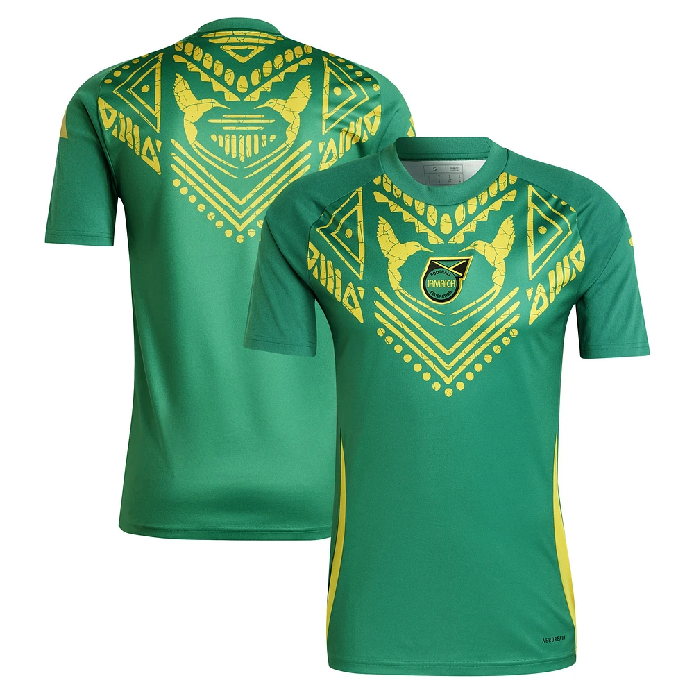 Haut d'avant-match adidas vert pour homme de l'équipe nationale la Jamaïque 2024