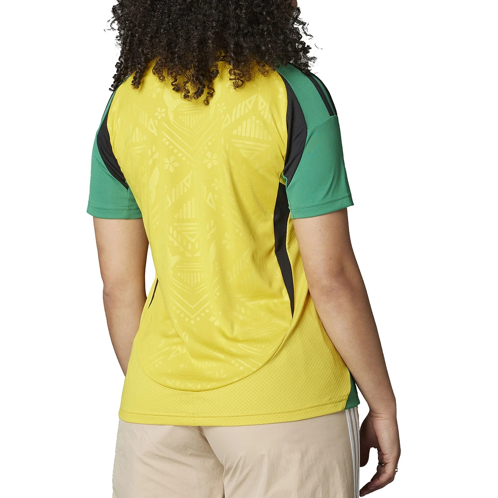 Maillot adidas jaune pour femme de l'équipe nationale la Jamaïque 2024, réplique domicile