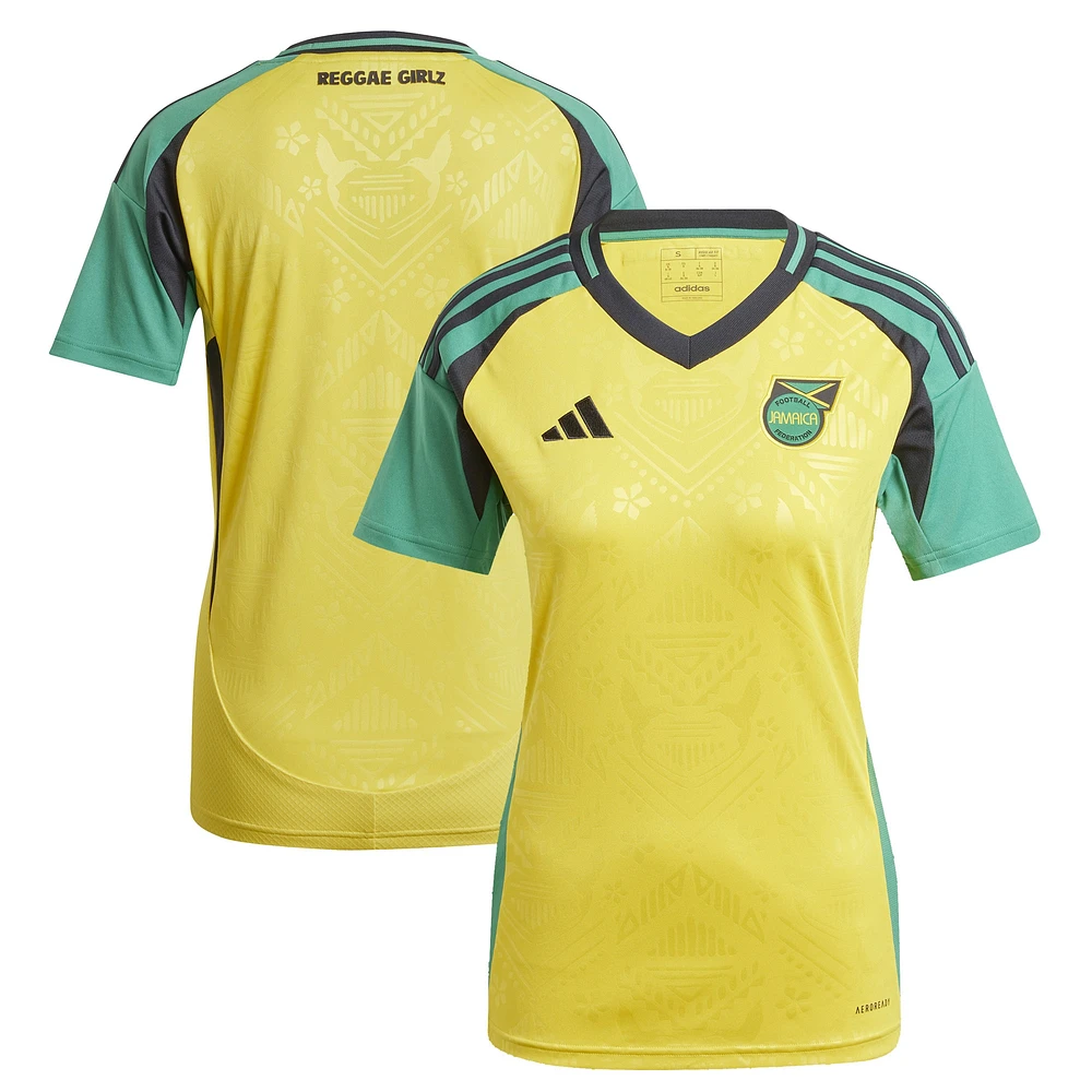 Maillot adidas jaune pour femme de l'équipe nationale la Jamaïque 2024, réplique domicile