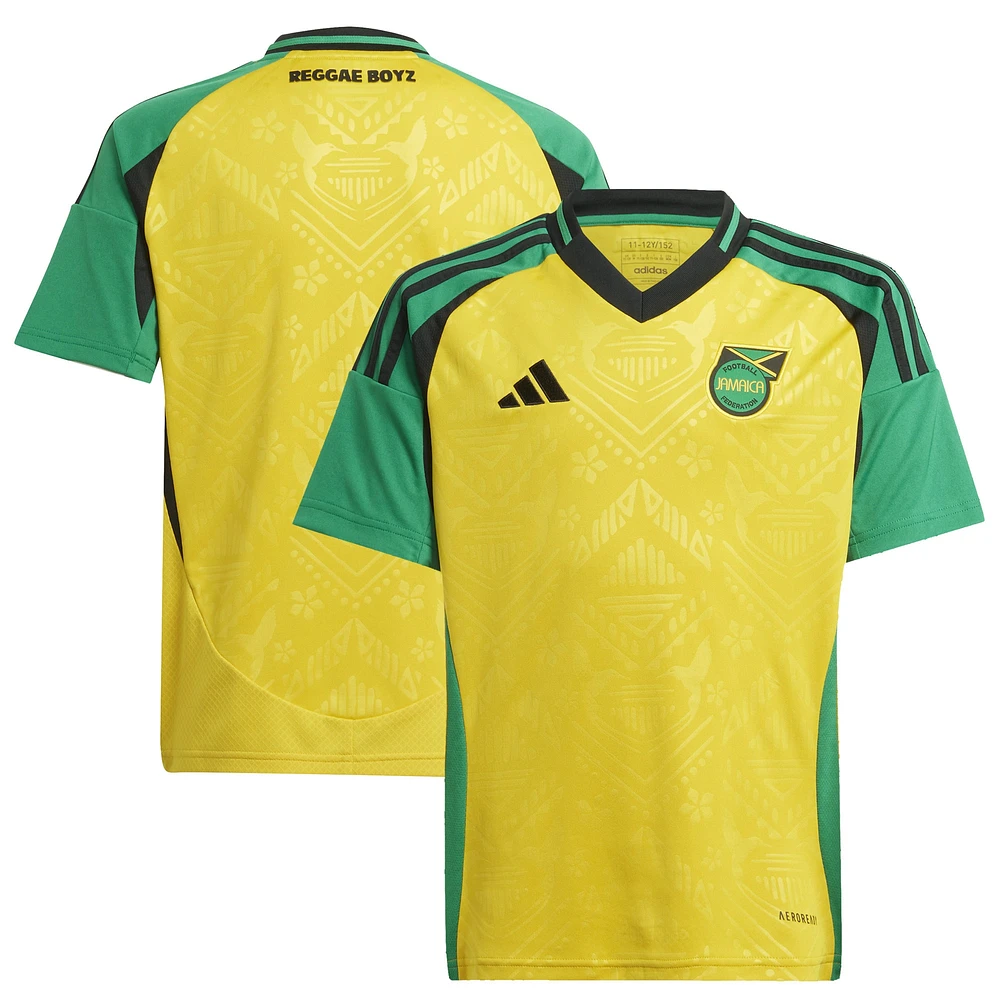 Maillot adidas jaune pour jeunes de l'équipe nationale la Jamaïque 2024, réplique à domicile