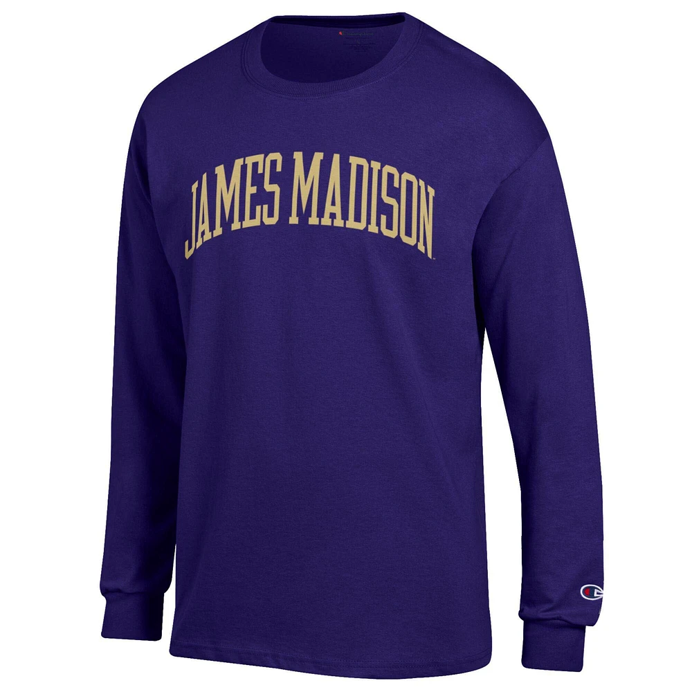 Men's Champion  Purple James Madison Dukes Basic Arch Long Sleeve T-Shirt
