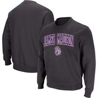 Men's Colosseum Charcoal James Madison Dukes Arch & Logo Crew Neck Sweatshirt