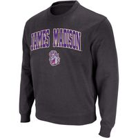 Men's Colosseum Charcoal James Madison Dukes Arch & Logo Crew Neck Sweatshirt