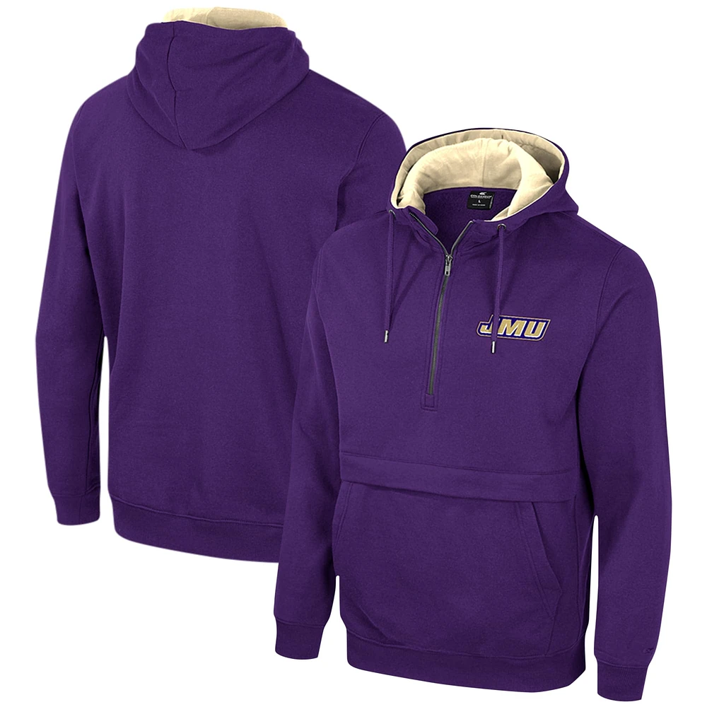 Sweat à capuche demi-zip pour hommes Colosseum Purple James Madison Dukes Team