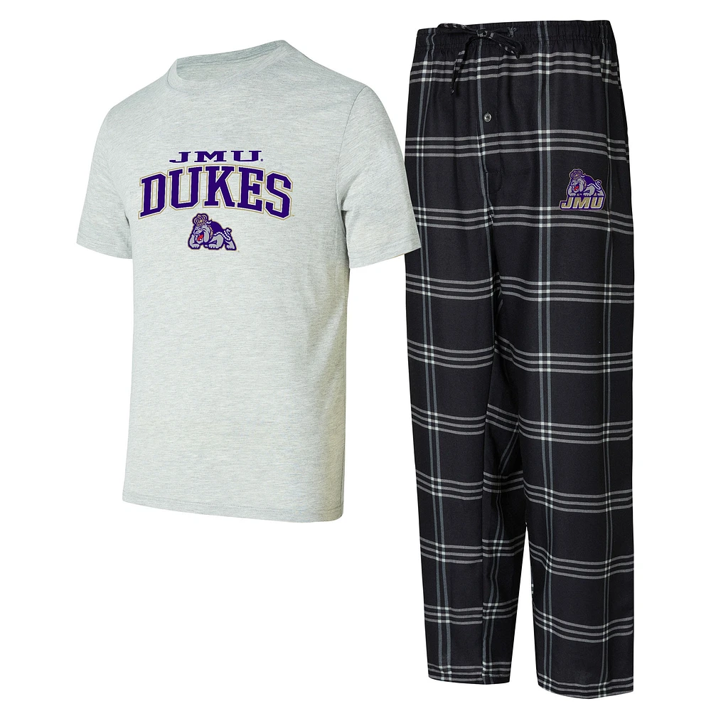 Men's Concepts Sport Black/Gray James Madison Dukes T-Shirt & Pants Sleep Set