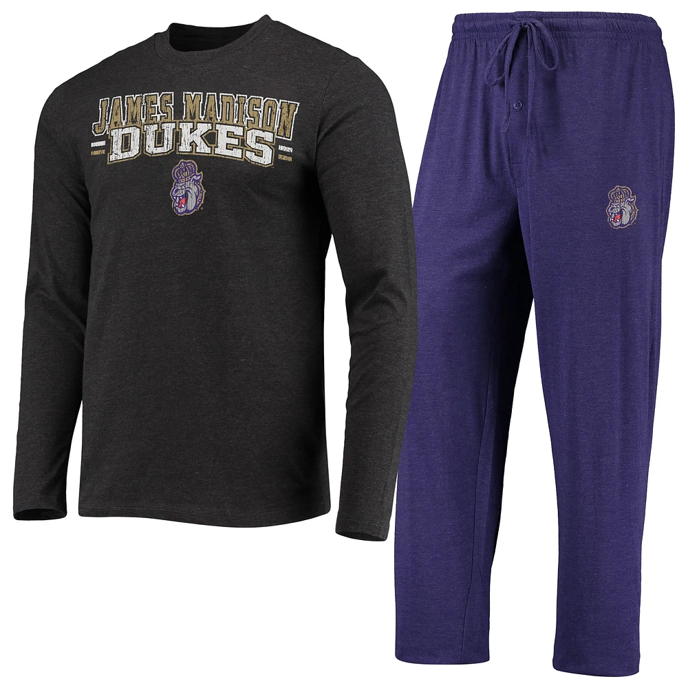 Men's Concepts Sport Purple/Heathered Charcoal James Madison Dukes Meter Long Sleeve T-Shirt & Pants Sleep Set