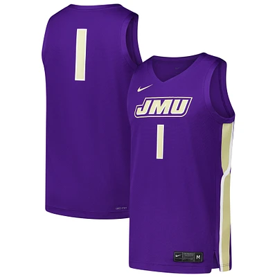 Maillot de basket-ball réplique violet James Madison Dukes #1 Nike pour homme