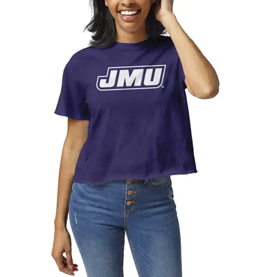 James Madison Dukes League Collegiate Wear Women's Clothesline Crop T-Shirt - Purple