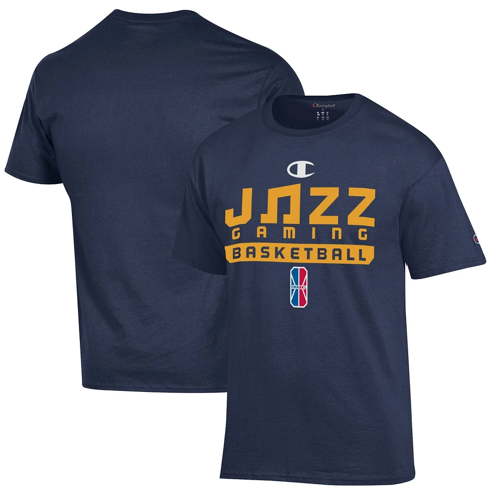 T-shirt unisexe Champion Navy Jazz Gaming On-Court 2K League Authentic Practice