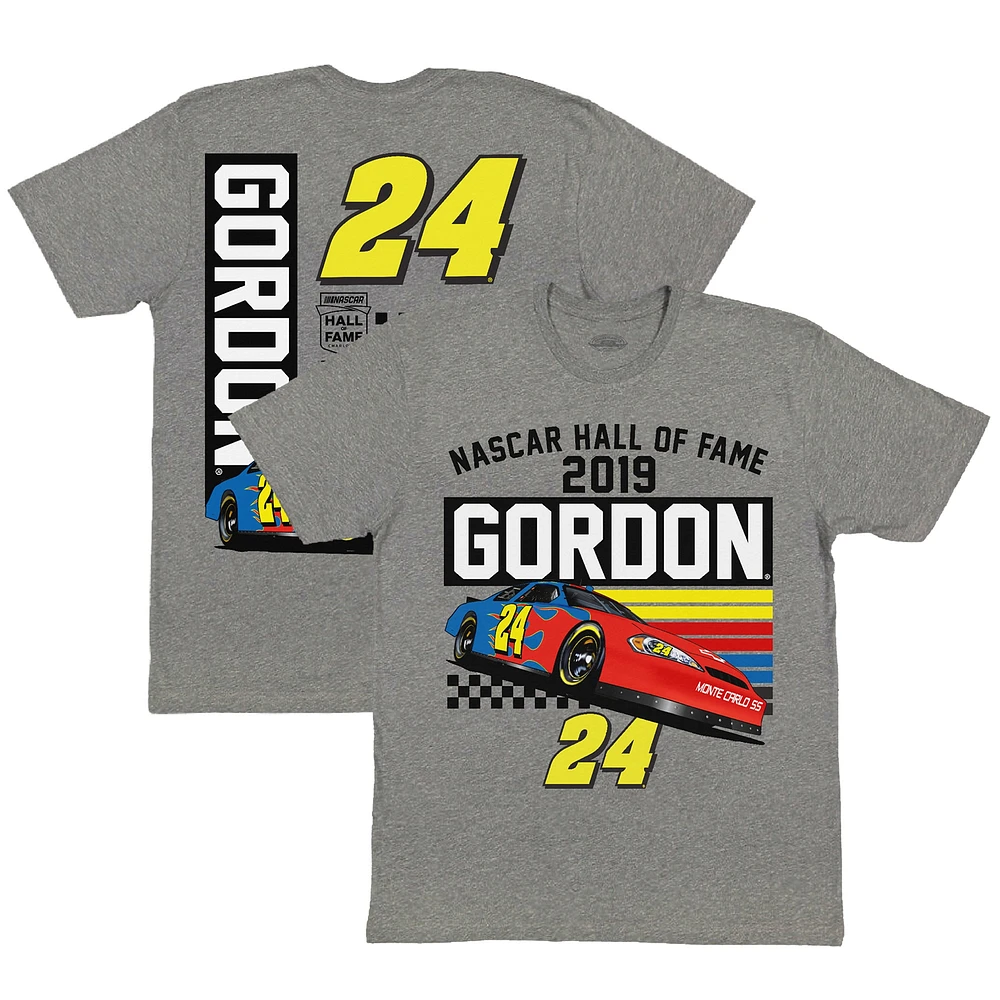 T-shirt à damier pour hommes Sports Heather Charcoal NASCAR Hall Of Fame