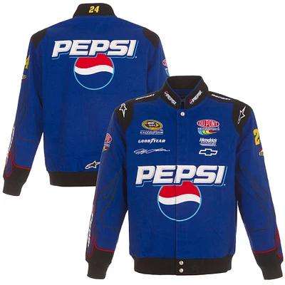 Veste d'uniforme en sergé à bouton-pression complète JH Design Royal Jeff Gordon Pepsi pour hommes