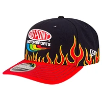 Casquette extensible à bouton-pression Jeff Gordon DuPont Flames 9SEVENTY de New Era pour homme, noire/écarlate