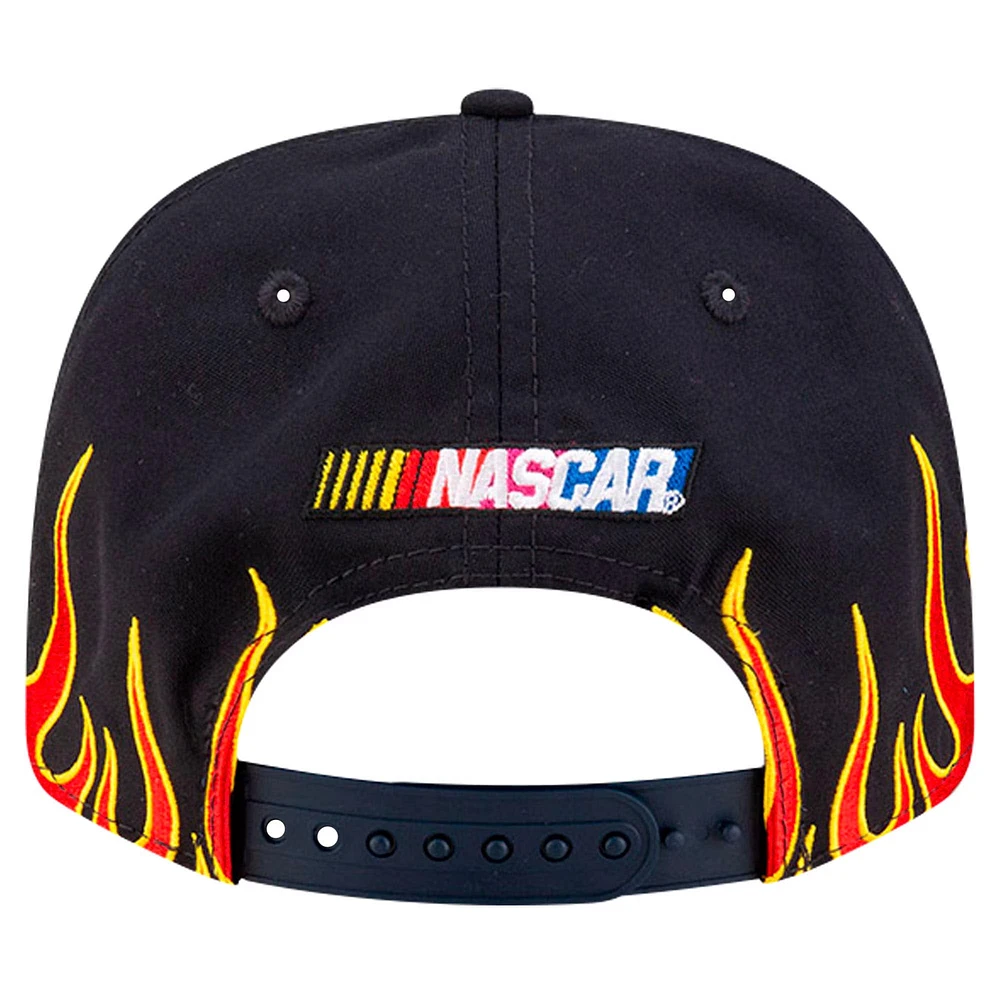 Casquette extensible à bouton-pression Jeff Gordon DuPont Flames 9SEVENTY de New Era pour homme, noire/écarlate