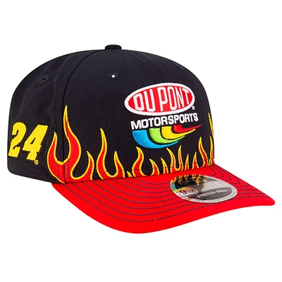 Men's New Era Black/Scarlet Jeff Gordon DuPont Flames 9SEVENTY Stretch-Snap Hat