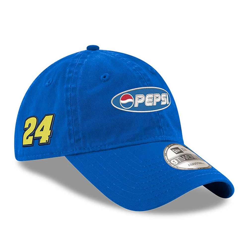 Casquette New Era Royal Jeff Gordon Pepsi Enzyme Washed 9TWENTY réglable pour homme