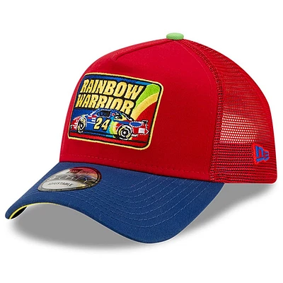 Casquette de camionneur réglable New Era écarlate/bleu Jeff Gordon Legends 9FORTY A-Frame pour homme