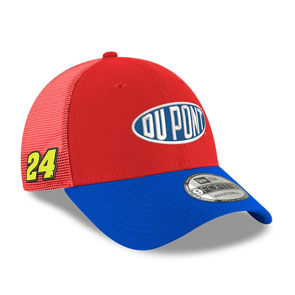Men's New Era Scarlet Jeff Gordon Dupont 9FORTY A-Frame Trucker Snapback Hat