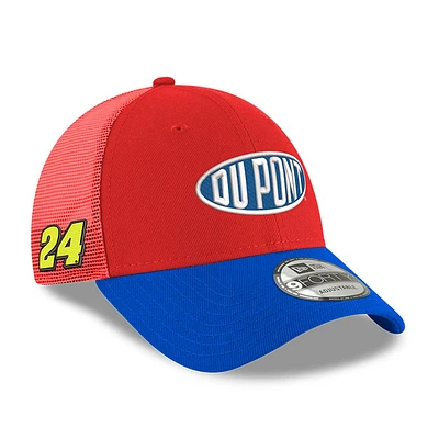 Men's New Era  Scarlet Jeff Gordon Dupont 9FORTY A-Frame Trucker Snapback Hat
