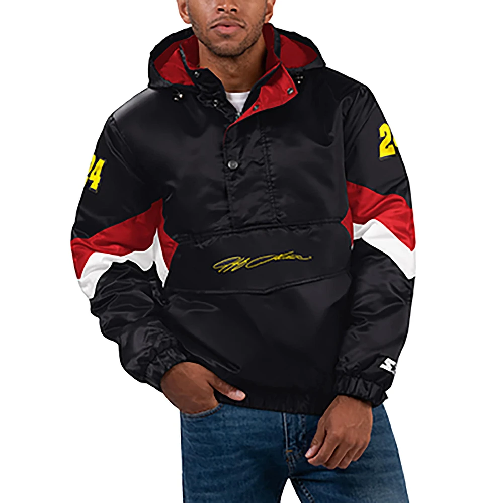 Veste à capuche demi-zip en satin Starter Black Jeff Gordon Home Team pour hommes