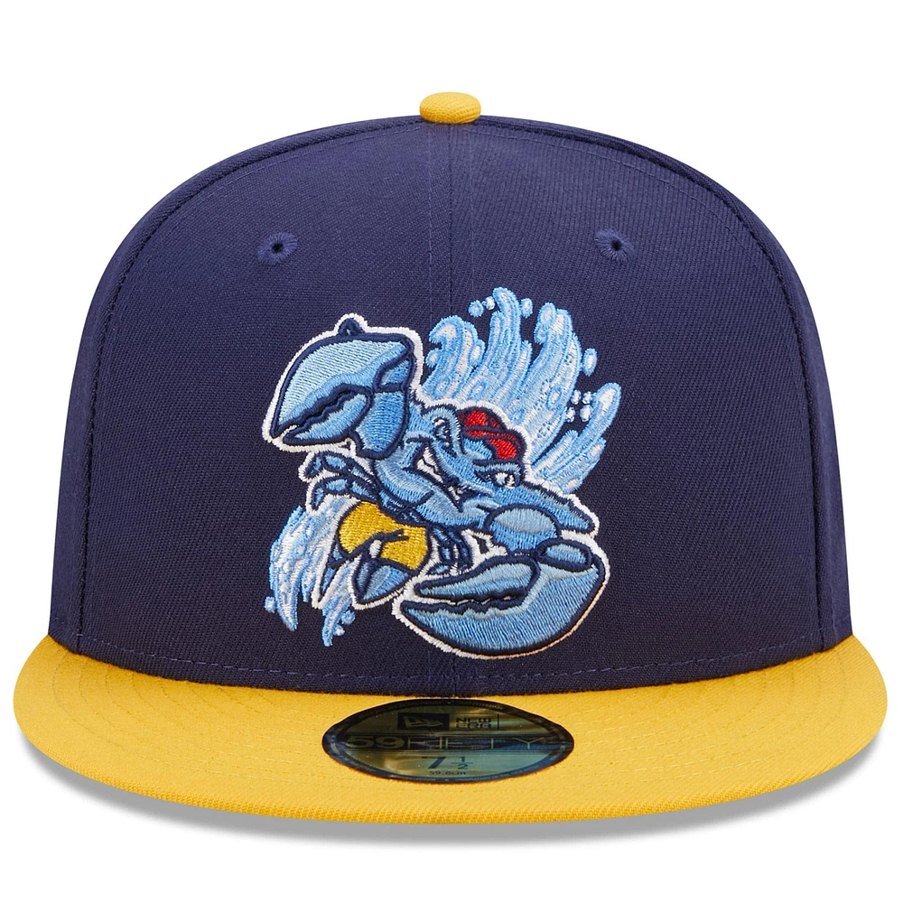 Casquette ajustée New Era bleu/jaune Shore BlueClaws Marvel x Minor League 59FIFTY pour hommes