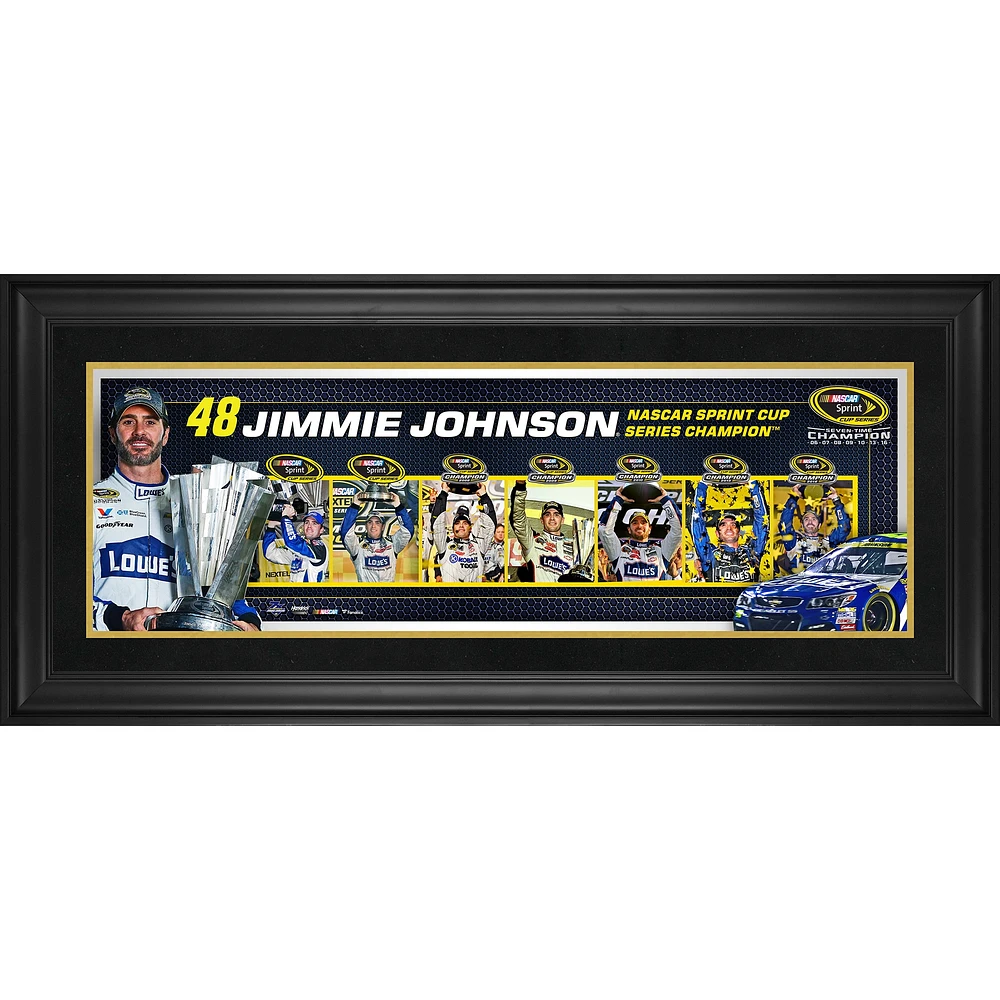 Jimmie Johnson Framed 10" x 30" 2016 Sprint Cup Champion 7-Time NASCAR Champion Panoramic Collage