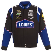 Men's JH Design  Black Jimmie Johnson Lowe's Twill Driver Uniform Full-Snap Jacket