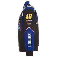 Men's JH Design  Black Jimmie Johnson Lowe's Twill Driver Uniform Full-Snap Jacket