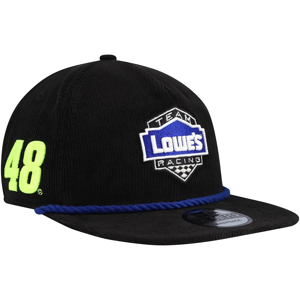 Men's New Era Black Jimmie Johnson Lowe's Retro Cord Golfer Adjustable Hat