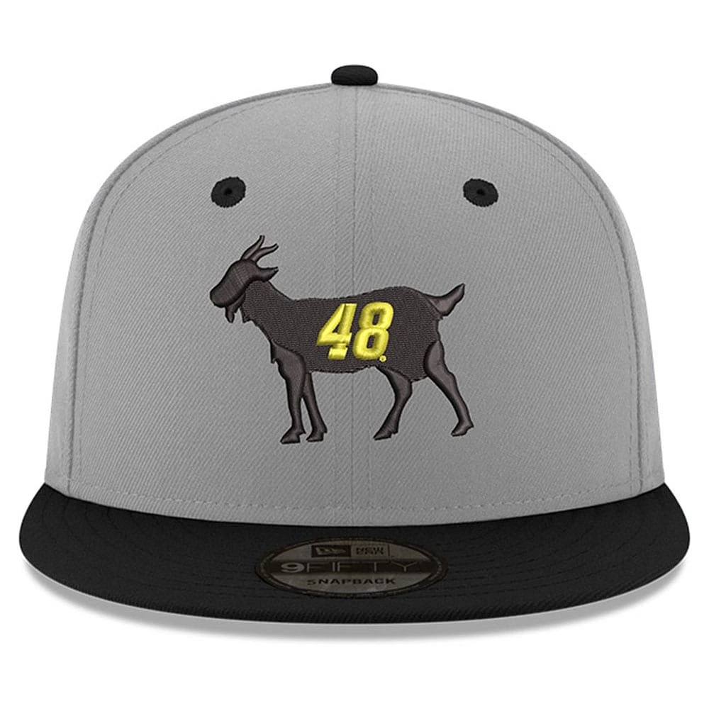 Casquette ajustable Snapback Jimmie Johnson GOAT 9FIFTY New Era pour hommes, gris/noir