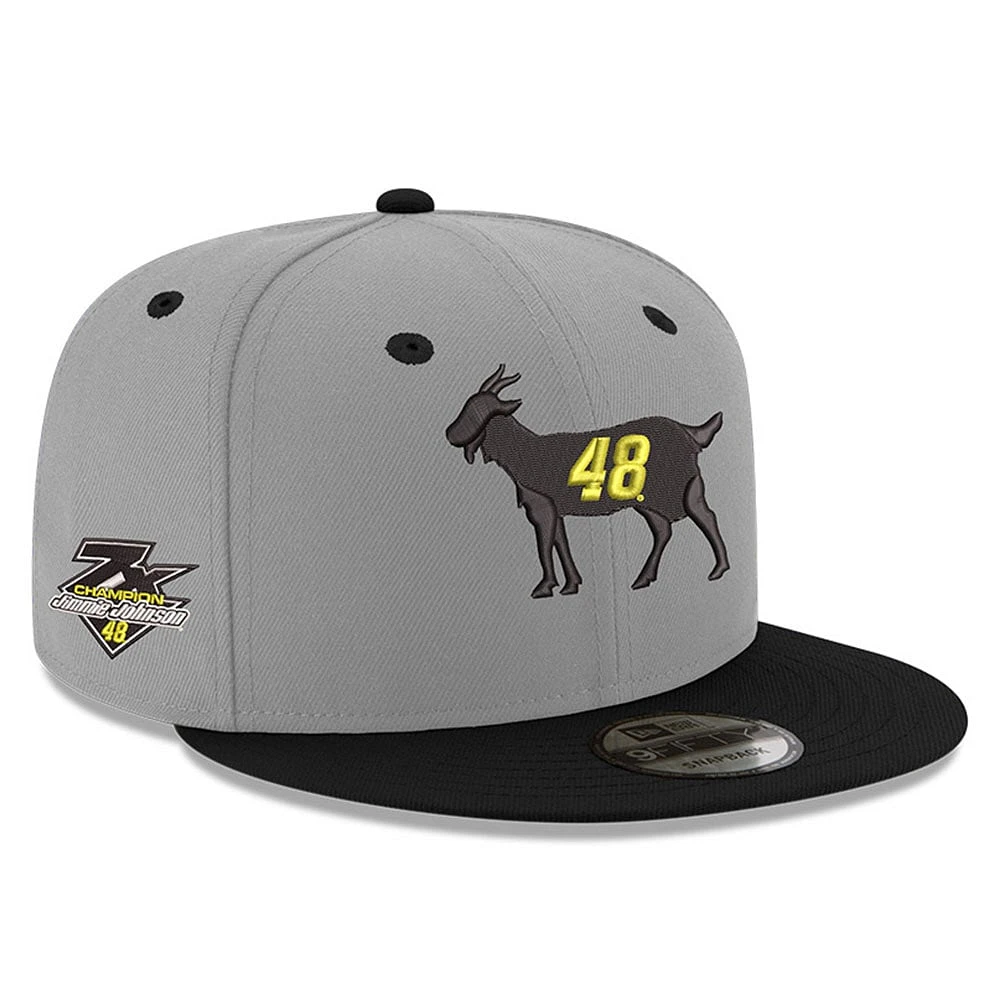 Casquette ajustable Snapback Jimmie Johnson GOAT 9FIFTY New Era pour hommes, gris/noir