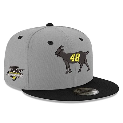 Casquette ajustable Snapback Jimmie Johnson GOAT 9FIFTY New Era pour hommes, gris/noir